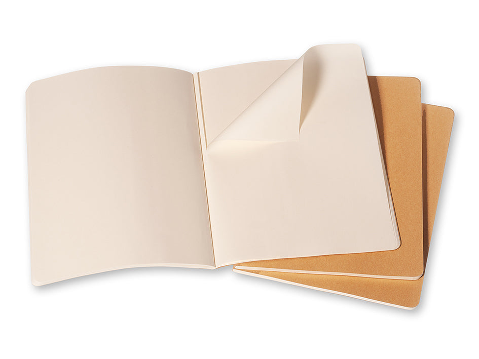 Plain journals. Cahier. Ulinjert. Kraft cover. Ekstra stort format. Moleskine