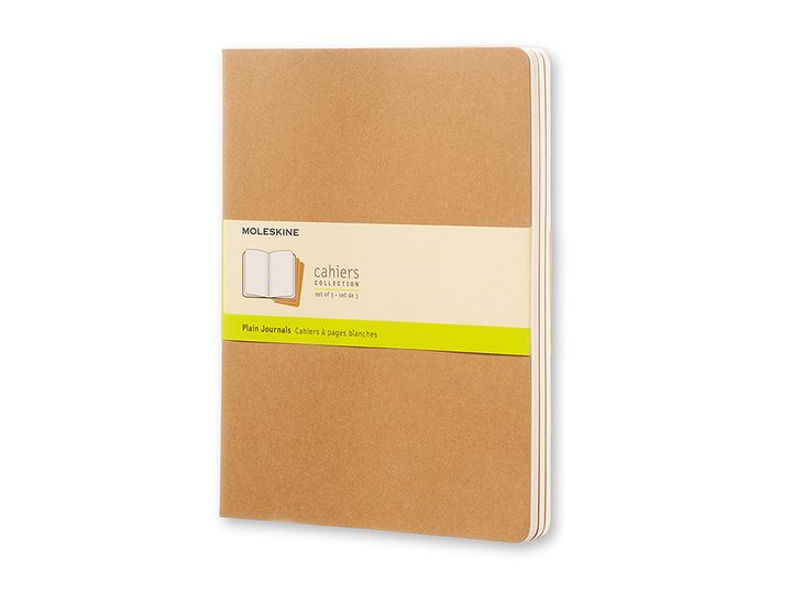Plain journals. Cahier. Ulinjert. Kraft cover. Ekstra stort format. Moleskine