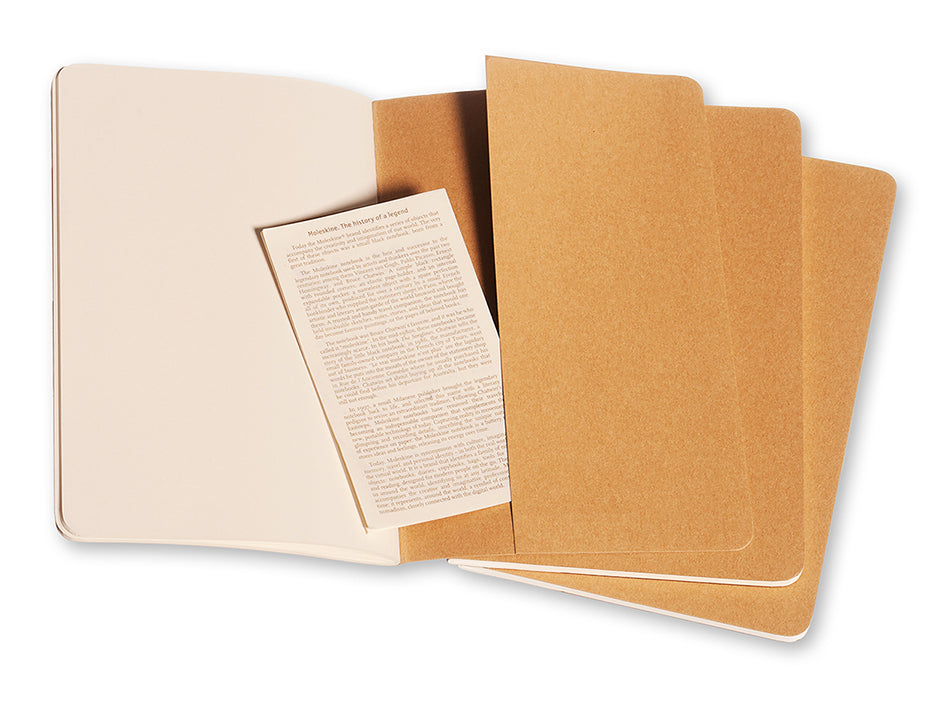 Plain journals. Cahier. Ulinjert. Kraft cover. Stort format. Moleskine